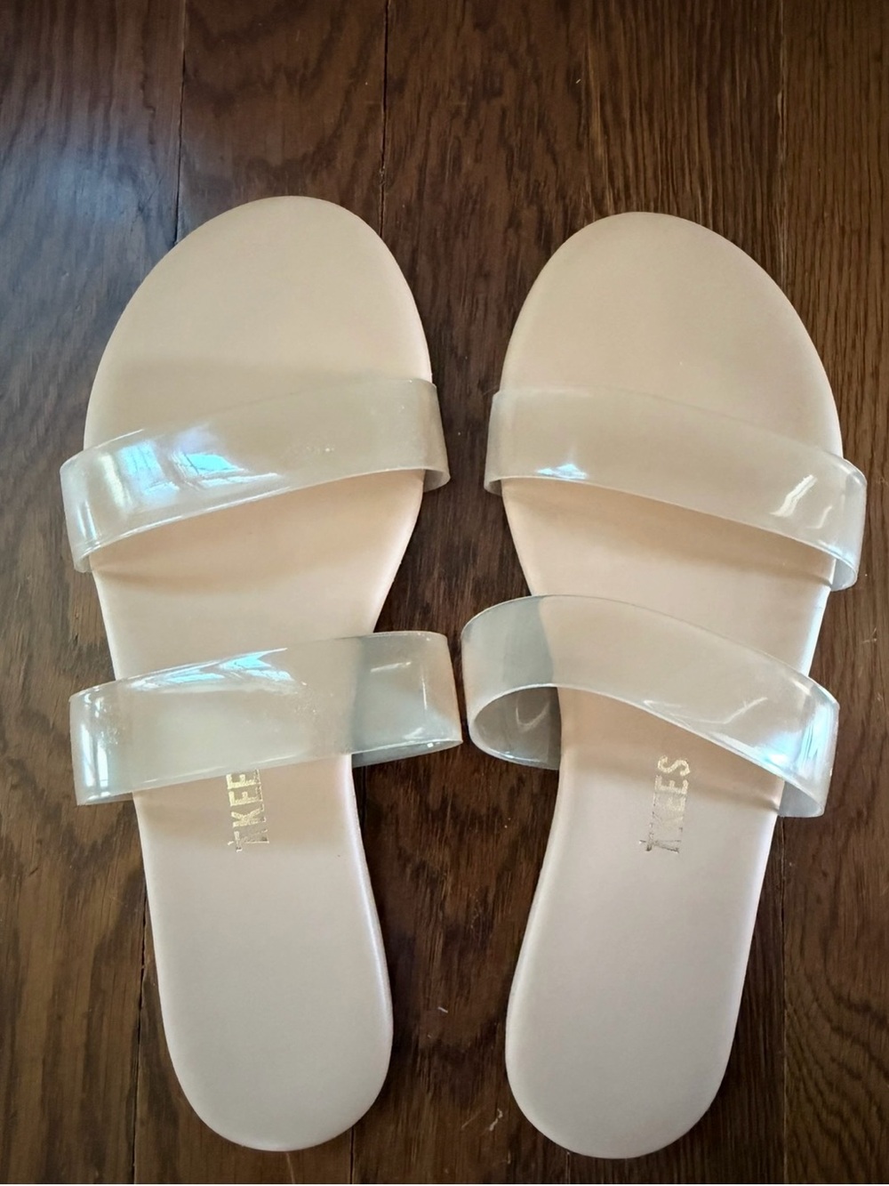 TKEES Double-Strap Jelly Slide Sandals in Nude